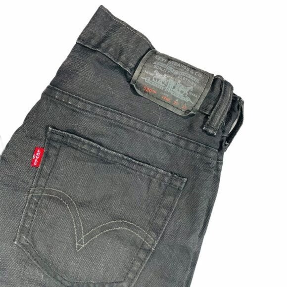 Levi’s 520 Waxed Black Denim Tapered Jeans 14 Boys - Picture 1 of 9